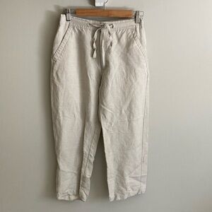 Women’s Cubavera khaki linen pants, size small, elastic waistband tan brown